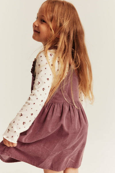 Kids pink corduroy pinafore dress