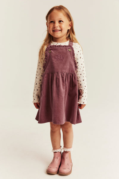 Kids pink corduroy pinafore dress