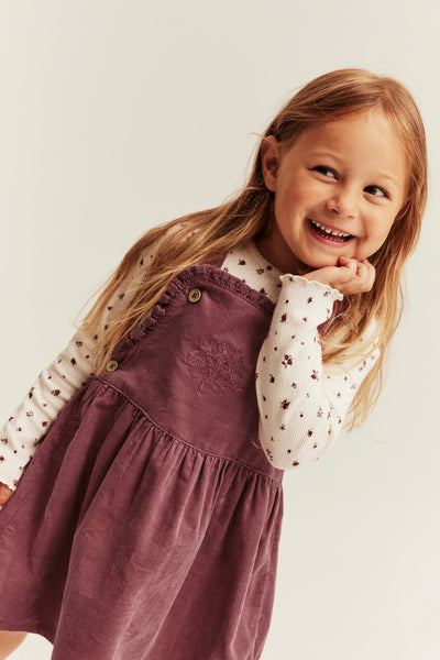 Kids pink corduroy pinafore dress