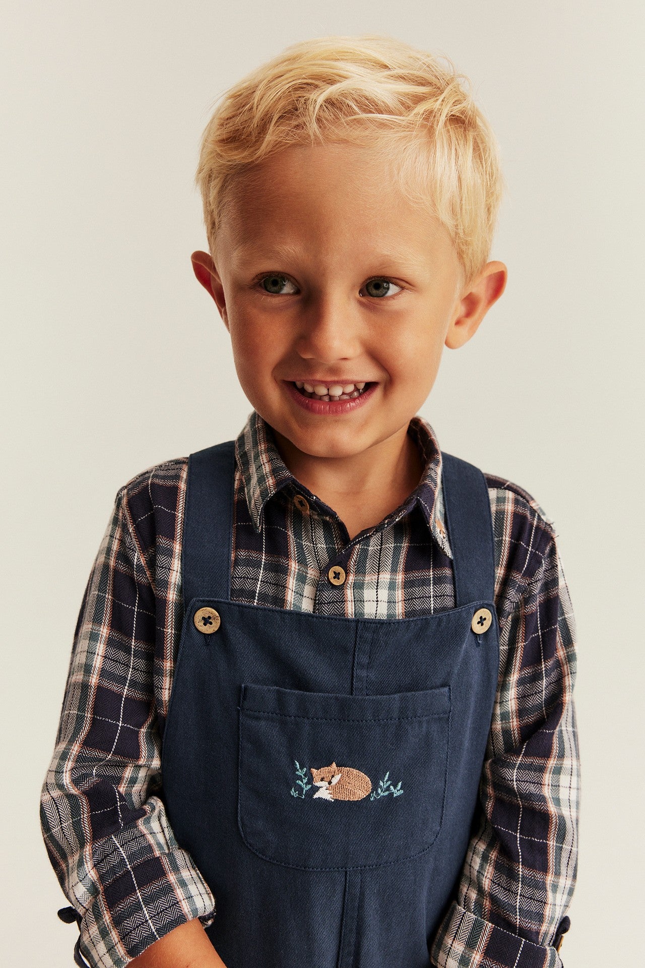 Kids blue woven dungarees