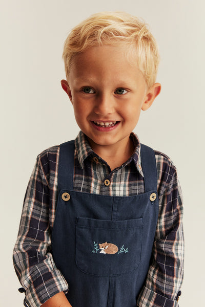 Kids blue woven dungarees