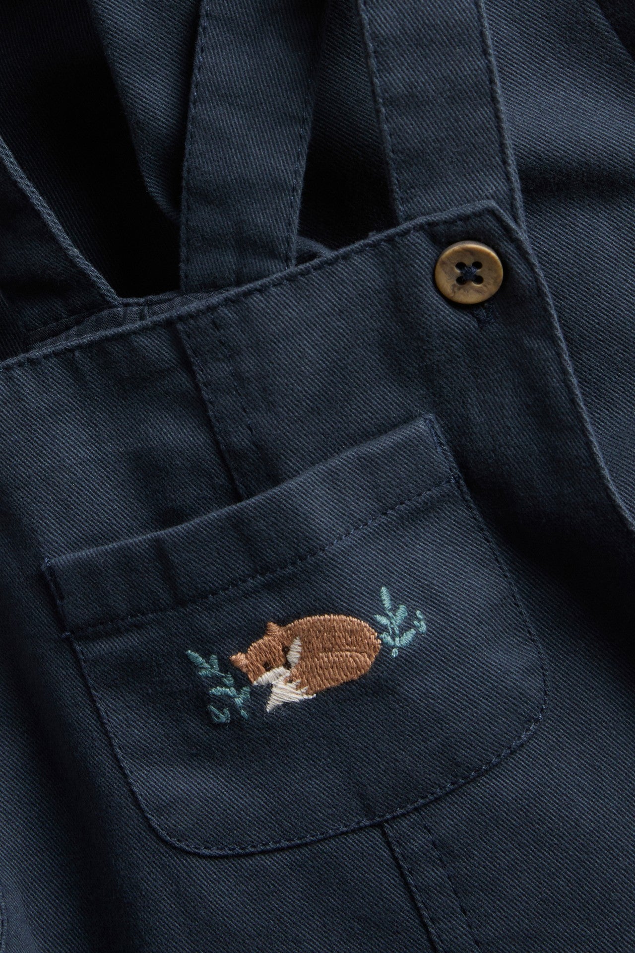 Baby dungarees with embroidered fox
