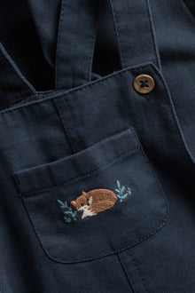 Baby dungarees with embroidered fox