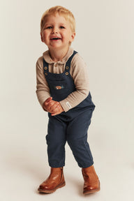 Baby dungarees with embroidered fox