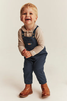 Baby dungarees with embroidered fox