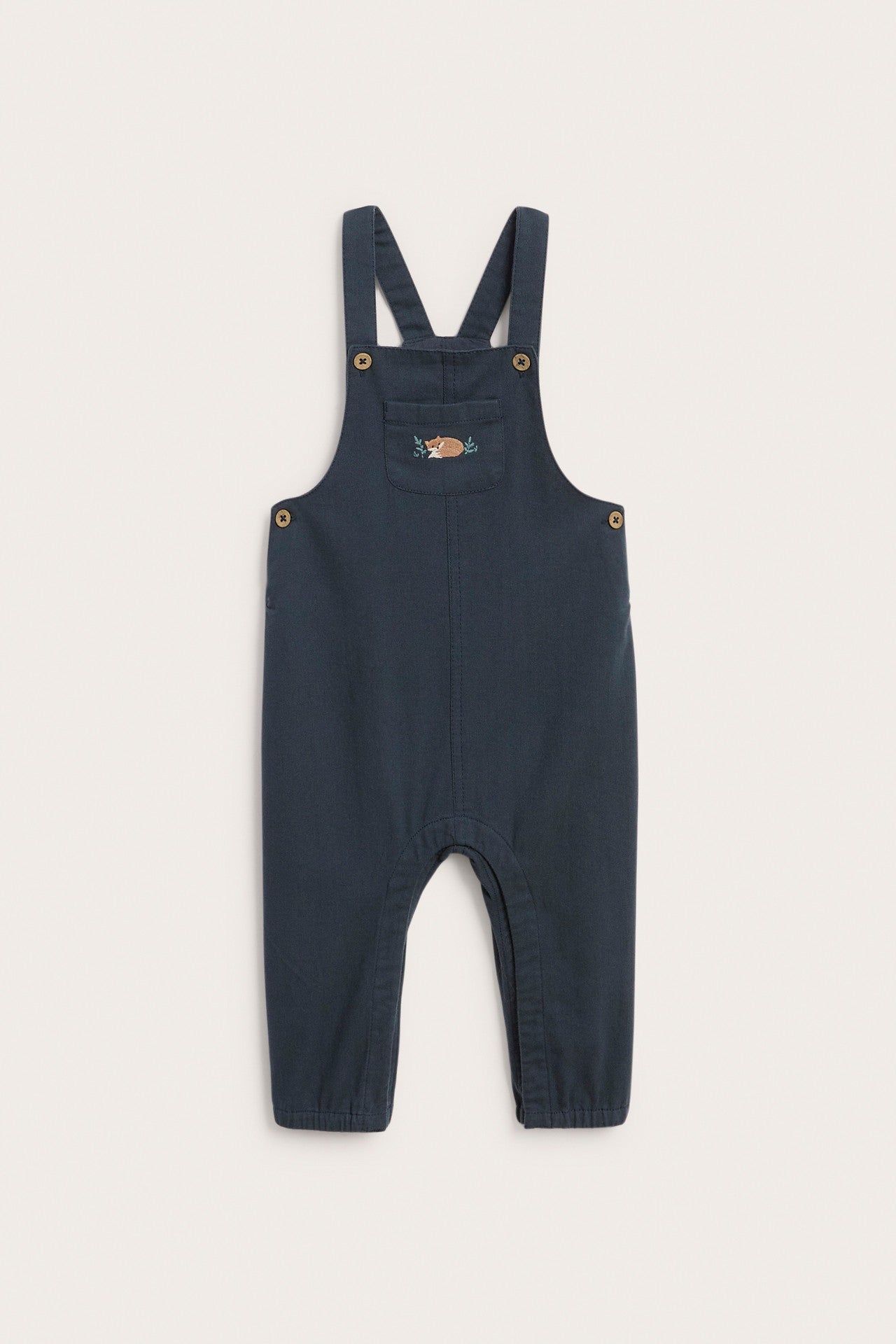 Baby dungarees with embroidered fox