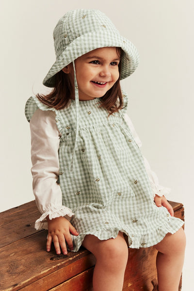Baby green short‑sleeved checked dress