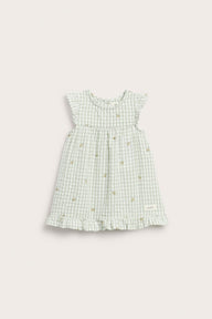 Baby green short‑sleeved checked dress