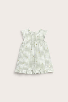 Baby green short‑sleeved checked dress