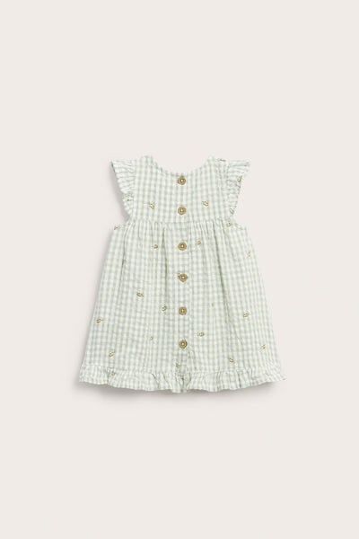 Baby green short‑sleeved checked dress