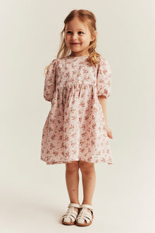 Kids pink dress with puff sleeves