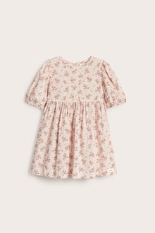 Kids pink dress with puff sleeves