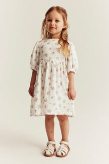 Kids floral dress with puff sleeves