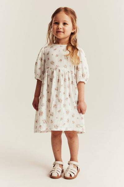 Kids floral dress with puff sleeves