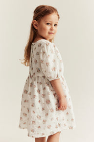 Kids floral dress with puff sleeves