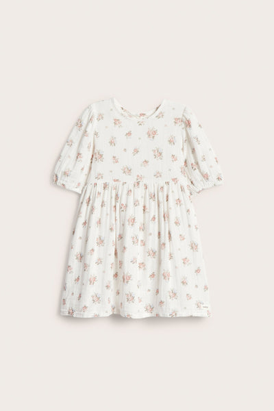 Kids floral dress with puff sleeves