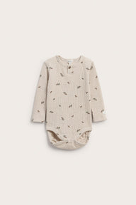 Baby beige patterned waffle bodysuit
