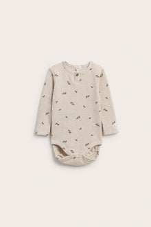 Baby beige patterned waffle bodysuit