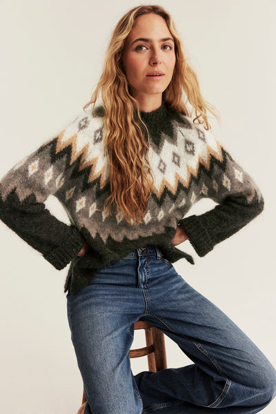 Women's mohair-blend knitted sweater