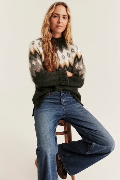 Women's mohair-blend knitted sweater