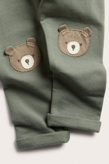 Baby green leggings with bear