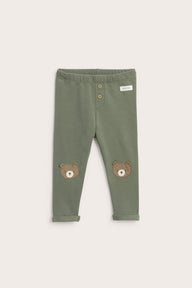 Baby green leggings with bear