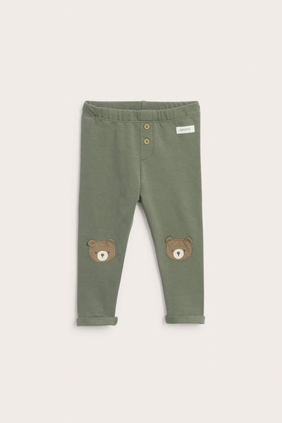 Baby green leggings with bear