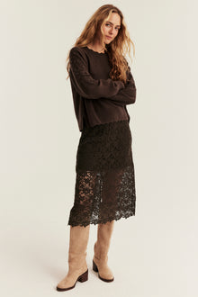 Women's brown crochet lace skirt