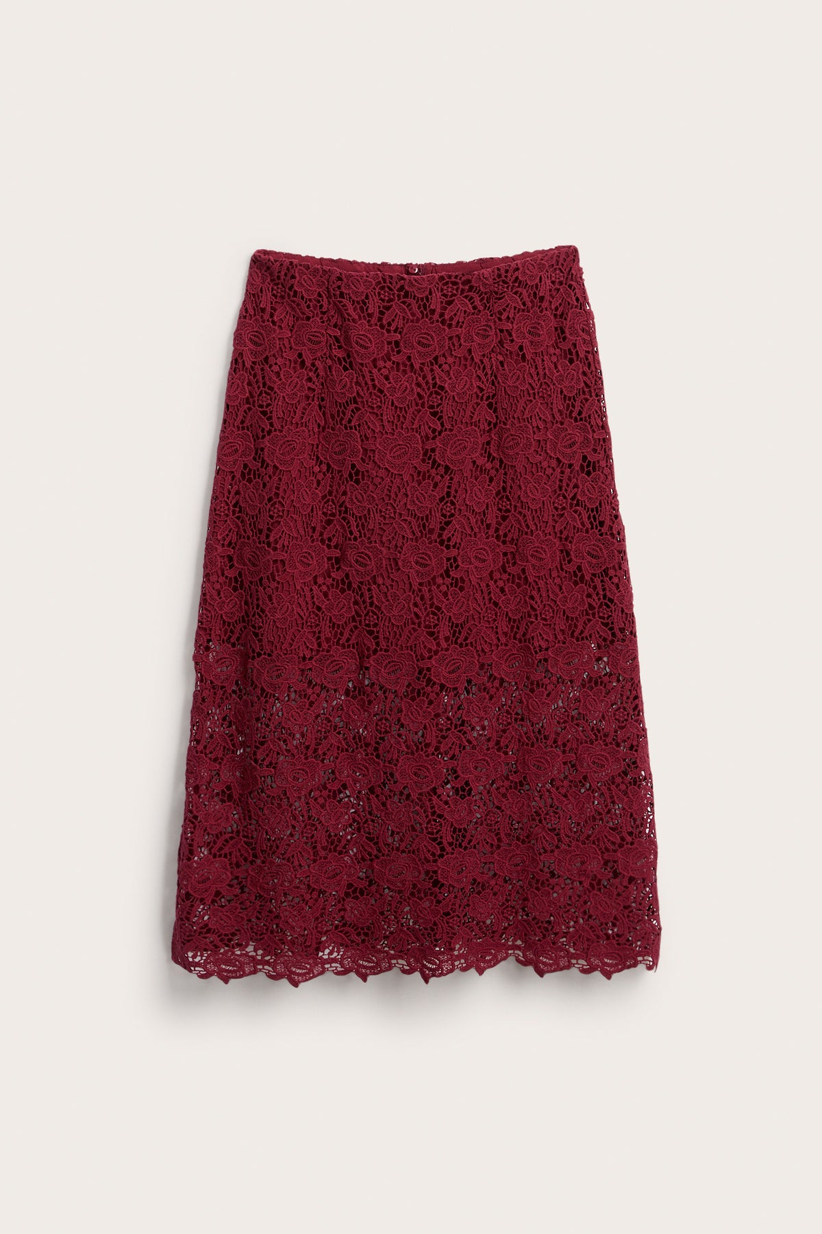 Women's red Christmas crochet lace skirt