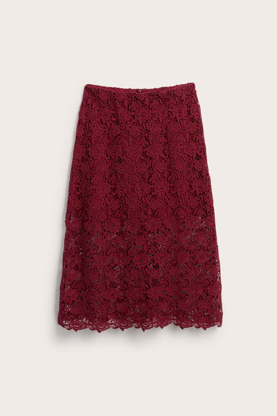 Women's red Christmas crochet lace skirt
