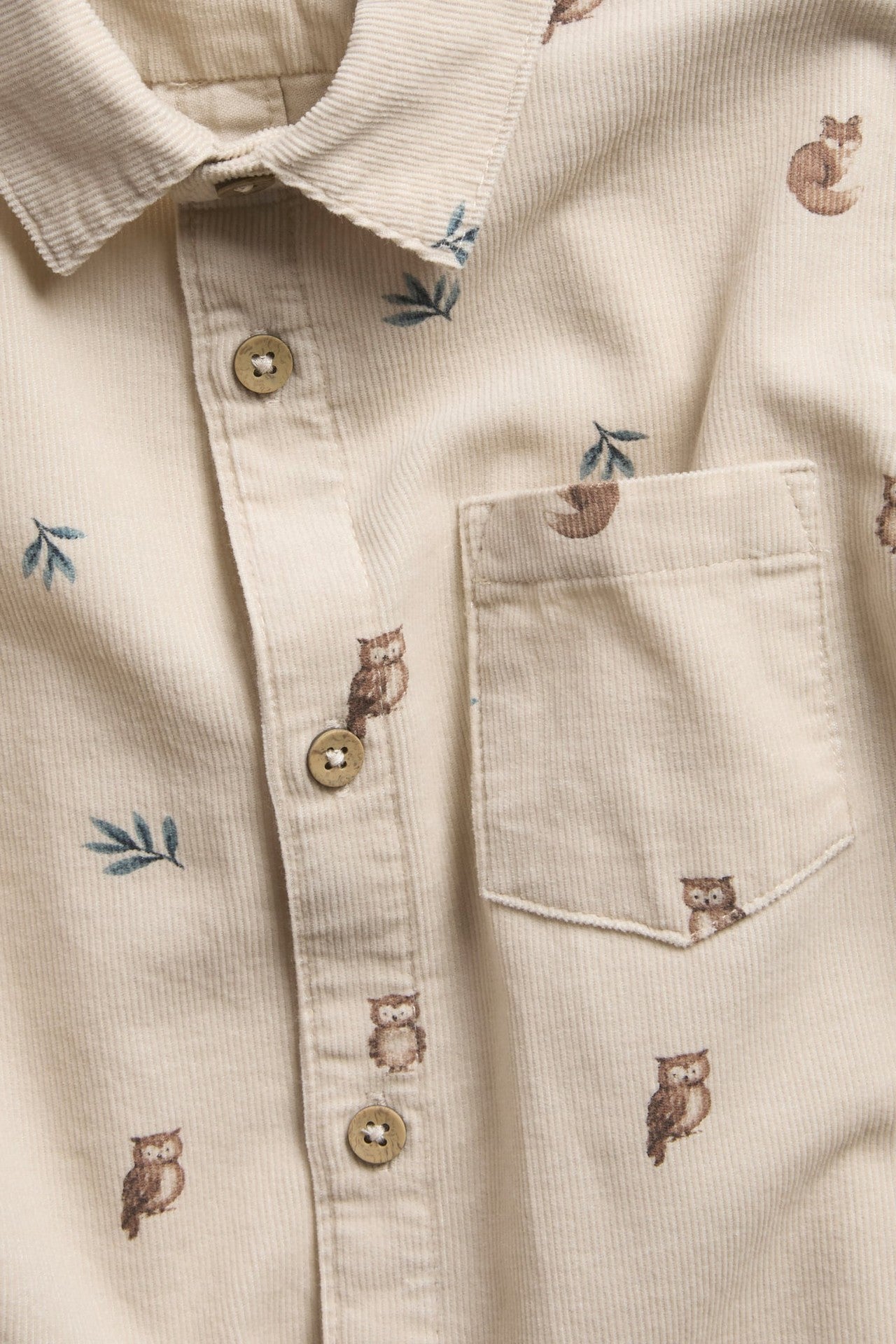 Kids beige patterned corduroy shirt