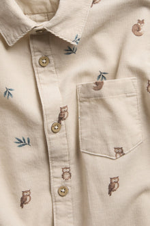 Kids beige patterned corduroy shirt