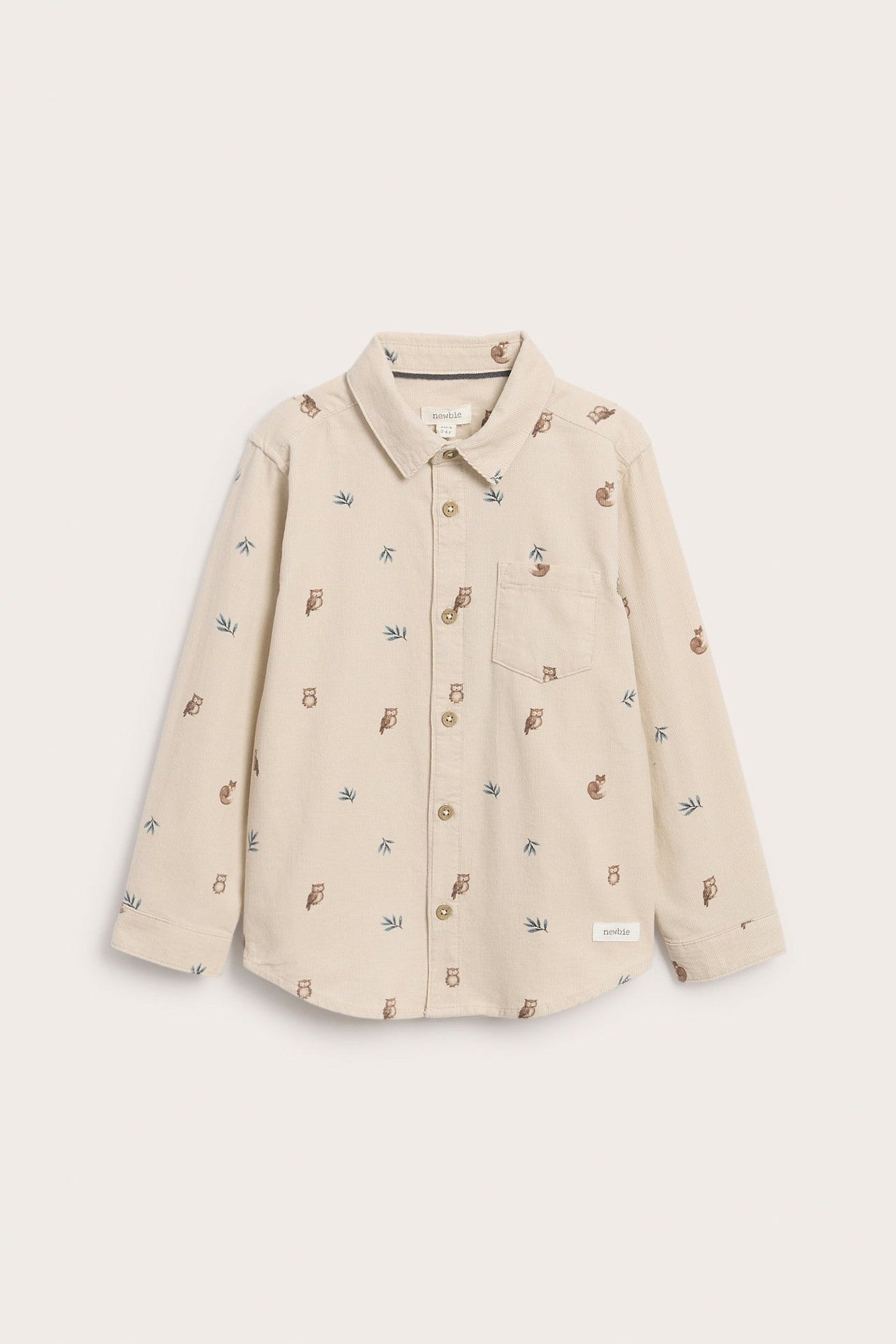 Kids beige patterned corduroy shirt