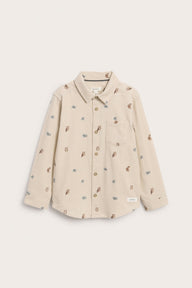 Kids beige patterned corduroy shirt