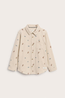 Kids beige patterned corduroy shirt