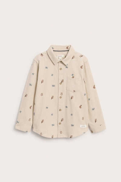 Kids beige patterned corduroy shirt