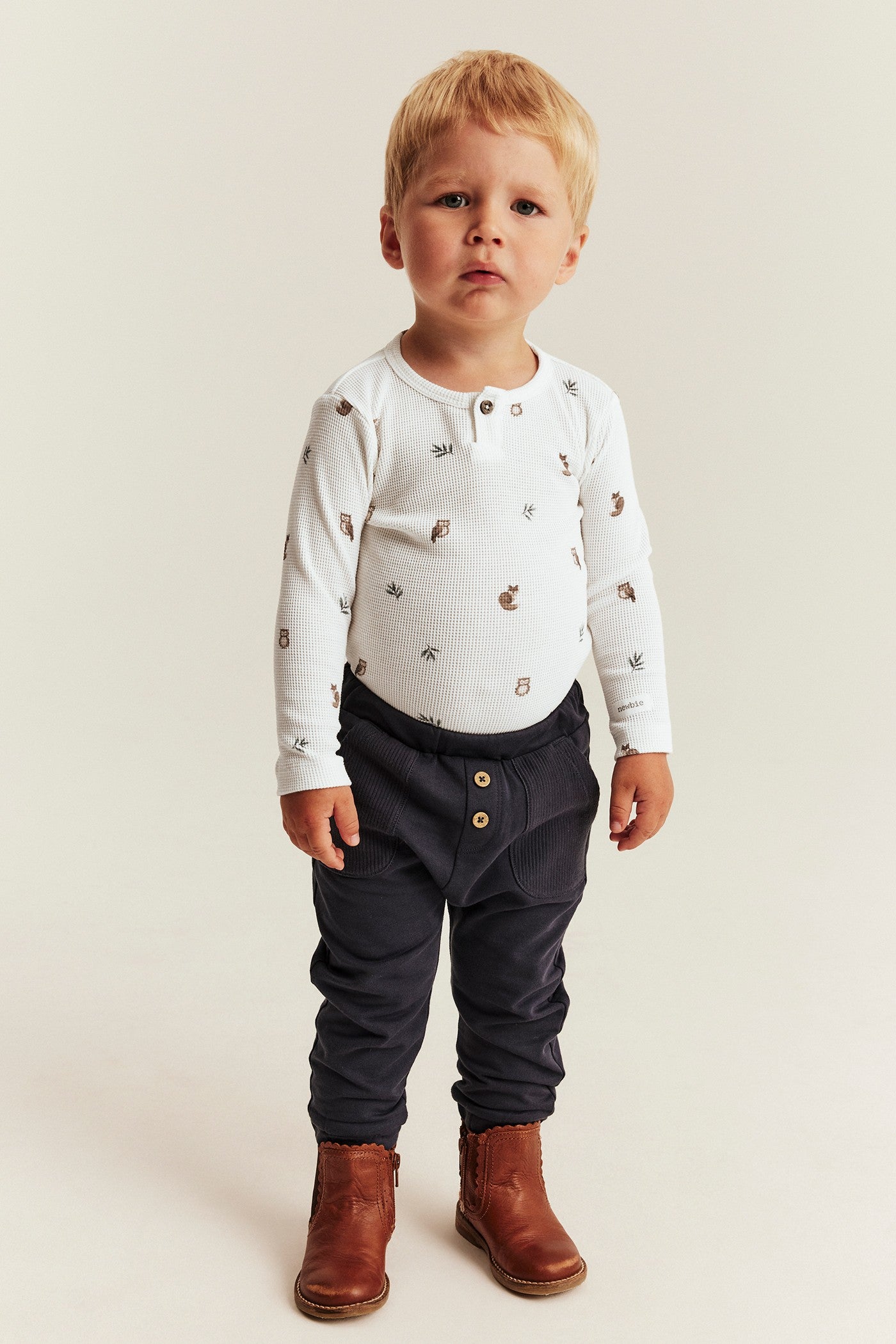Baby white owl long sleeve bodysuit