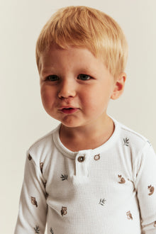 Baby white owl long sleeve bodysuit