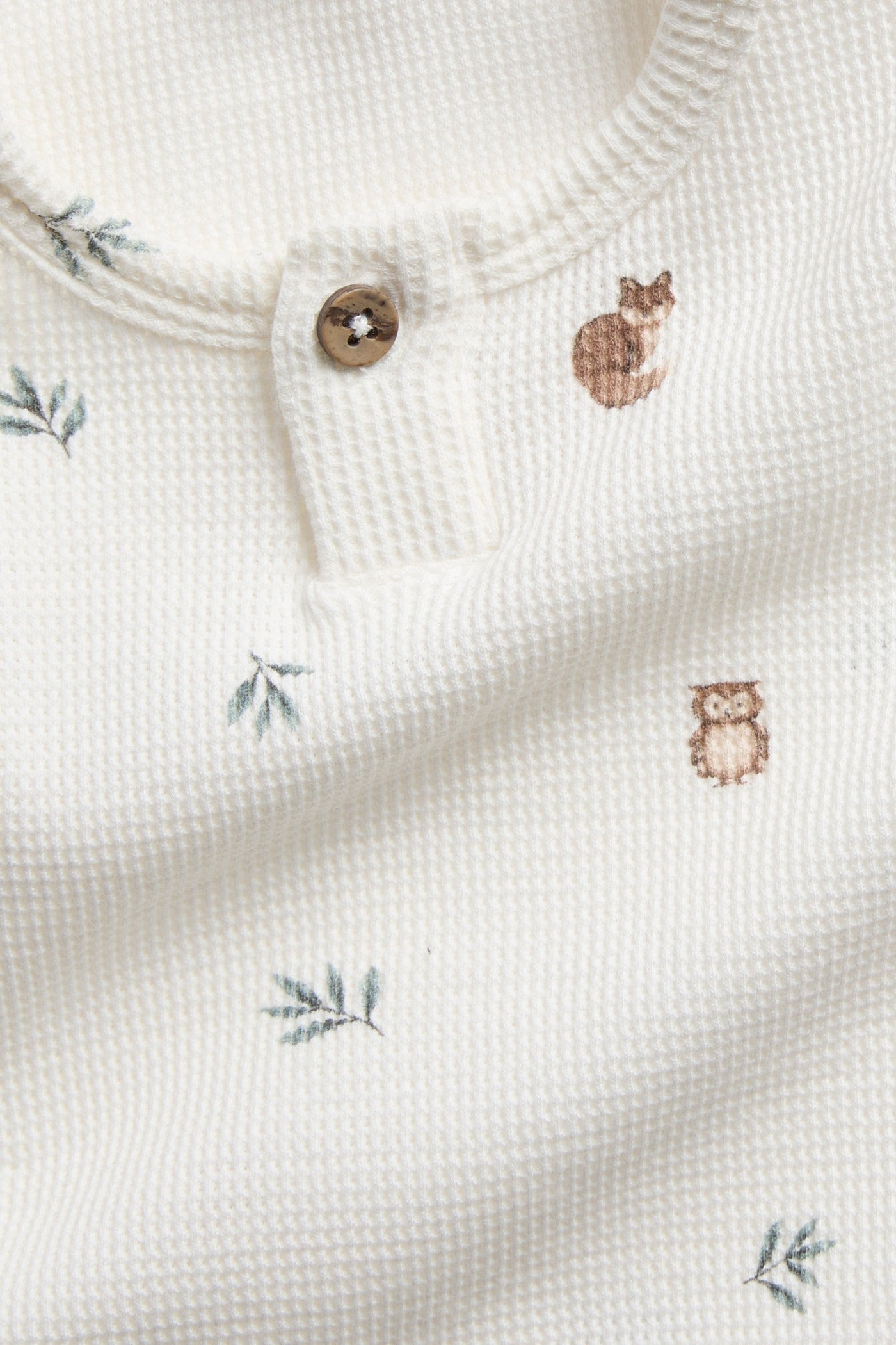 Baby white owl long sleeve bodysuit