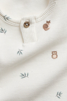 Baby white owl long sleeve bodysuit