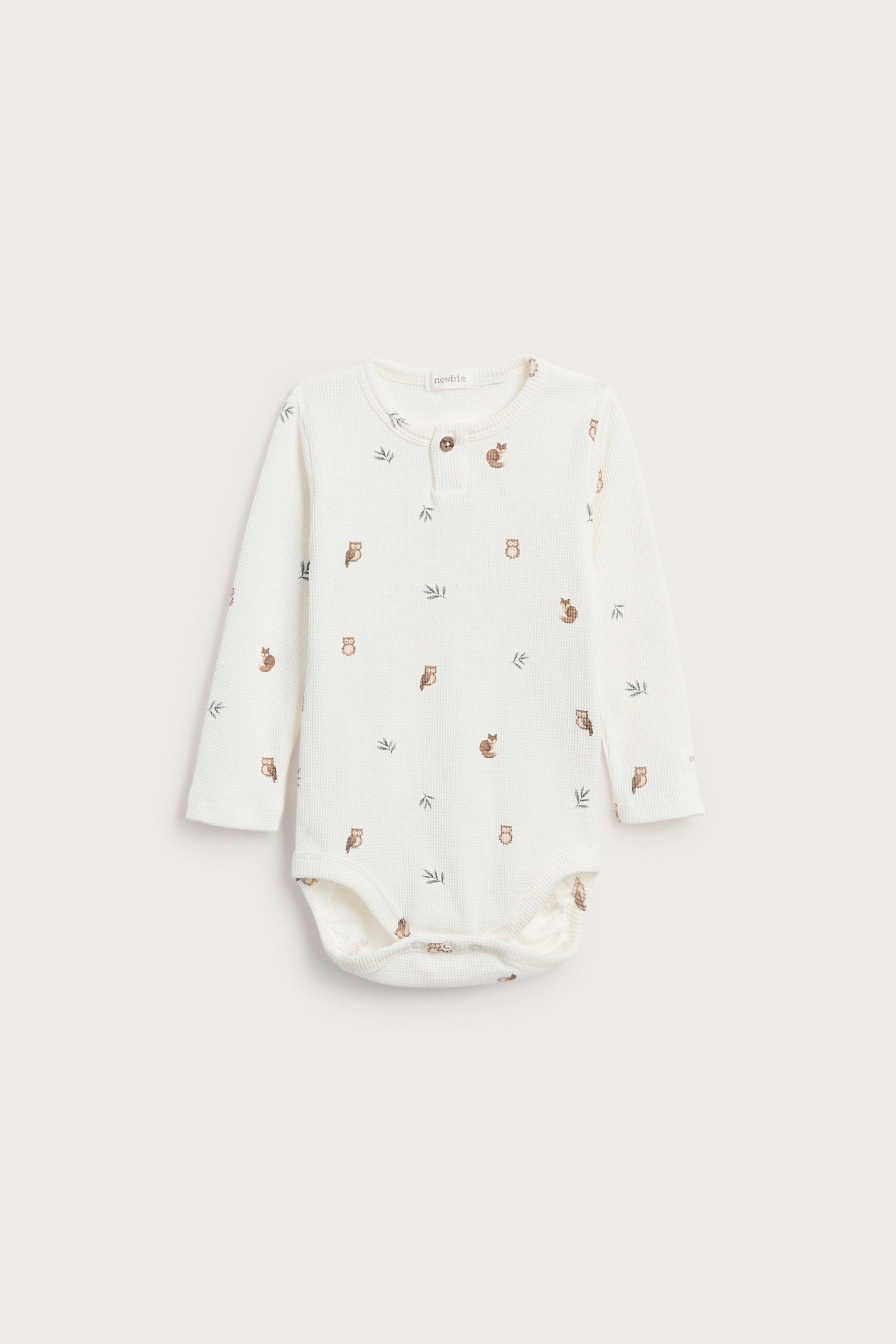 Baby white owl long sleeve bodysuit