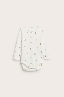 Baby white owl long sleeve bodysuit