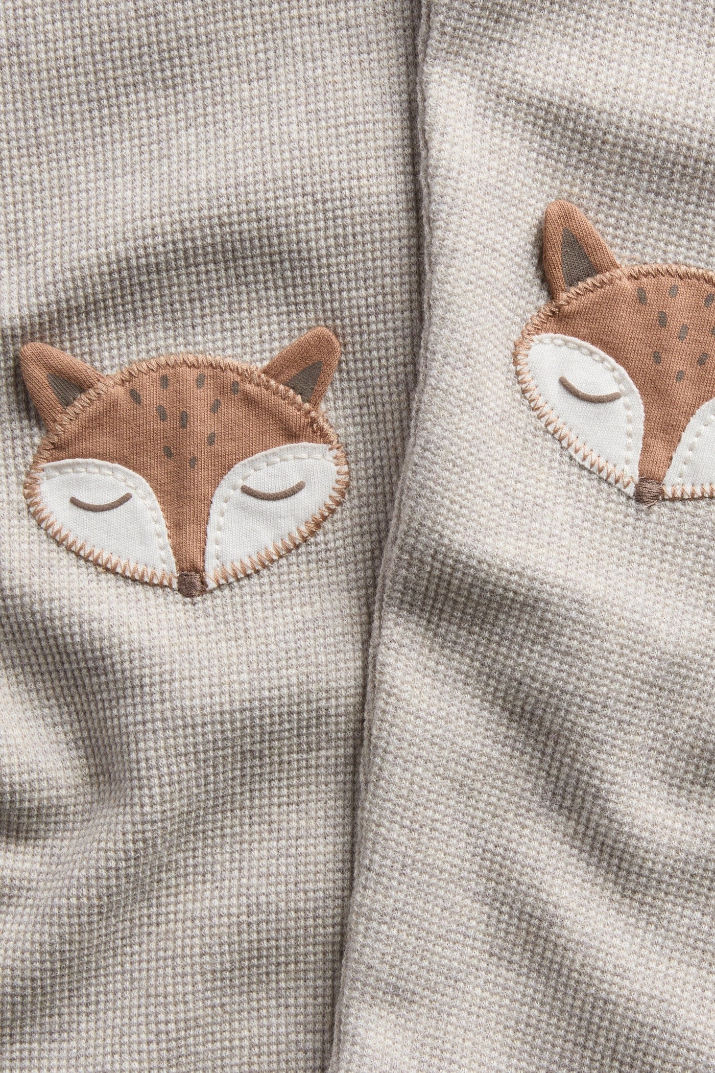 Kids beige waffle leggings with fox motif