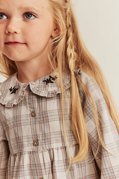Kids beige Checked blouse with collar