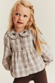 Kids beige Checked blouse with collar