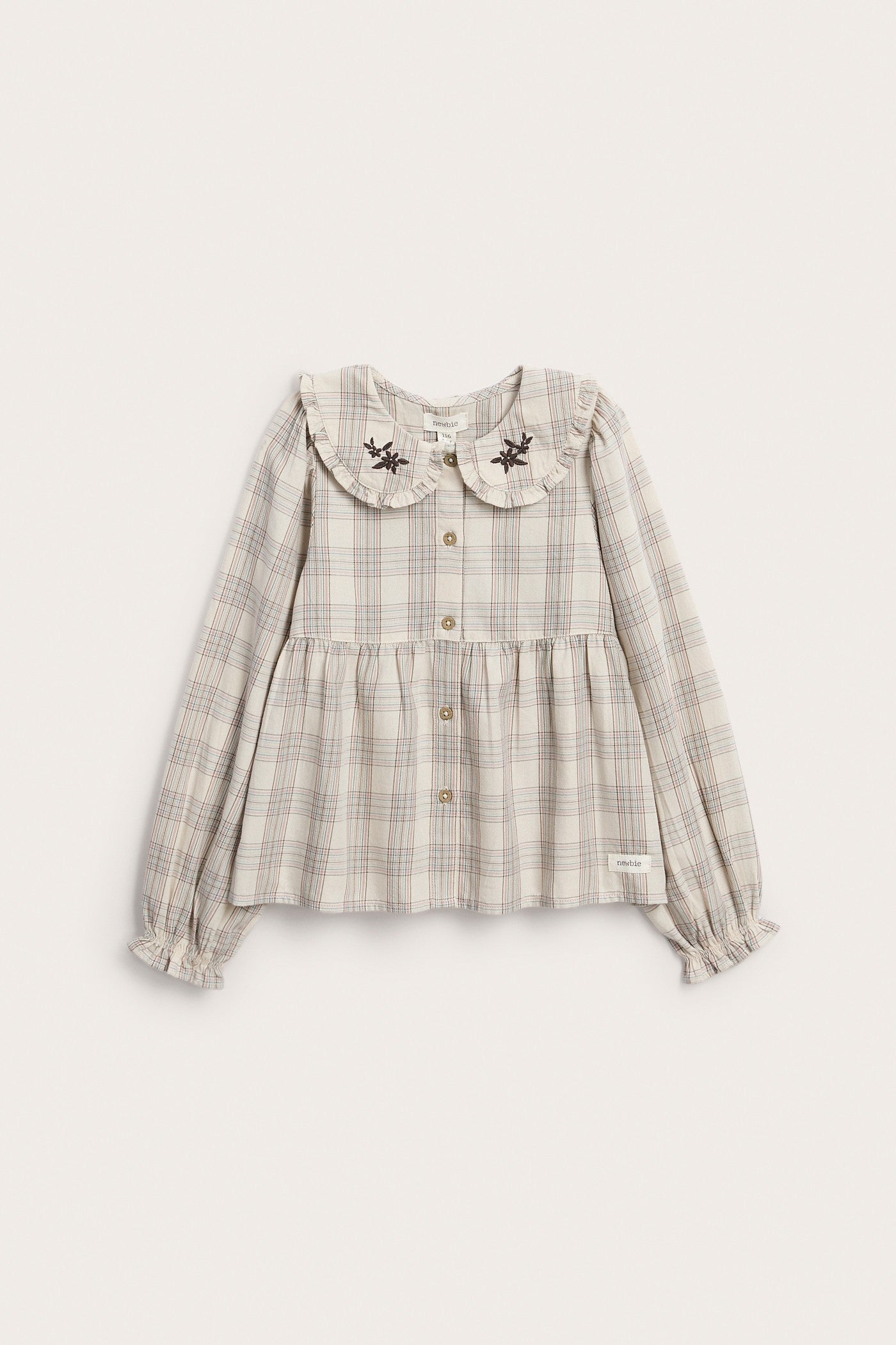 Kids beige Checked blouse with collar