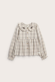 Kids beige Checked blouse with collar