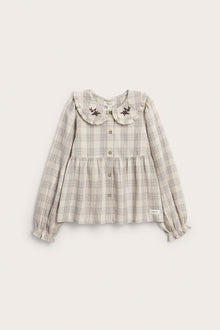 Kids beige Checked blouse with collar