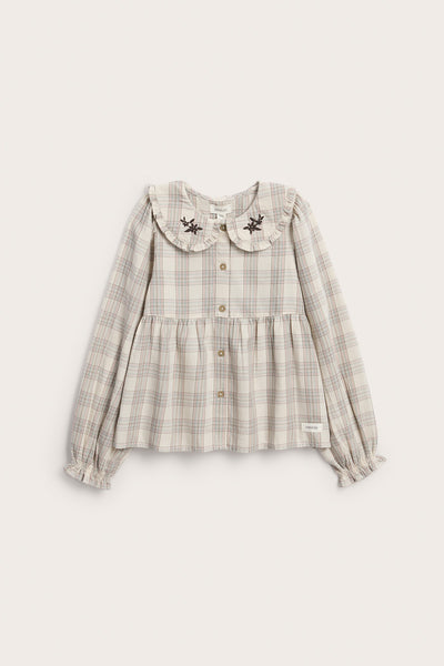 Kids beige Checked blouse with collar