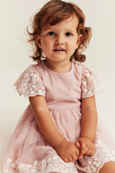 Baby pink embroidered tutu dress